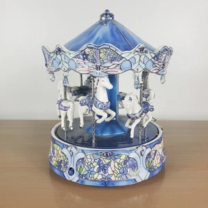 Dream Dancers 6 horse Glass Carousel Waltz Music Box See Description Rare - Picture 1 of 24
