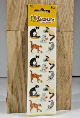 Rare Fuzzy Cat Stickers - Sandylion Sticker Designs - Original Packaging - 1980s - Image 1 of 4