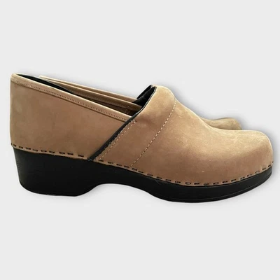 Tamancos femininos LL Bean camurça marrom conforto salto cunha sapatos 10.5 enfermagem - Imagem 1 de 4