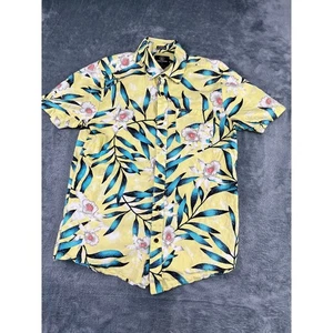 Men’s Volcom S Yellow Tropical Floral Short Sleeve Shirt – Excellent Condition - Picture 1 of 11