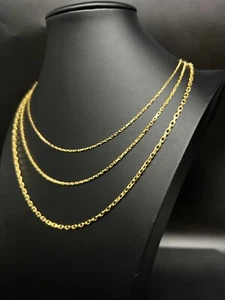 Collana da donna in oro massiccio 14k con cavo francese, 1,3 mm-2,6 mm, cavo francese 14k - Foto 1 di 8