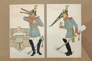 SATIRICA WW1 ANTITEDESCA KAISER-LOTTO 2 CARTOLINE-C64-175 - Picture 1 of 1