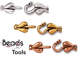 TIERRACAST Pewter Clasp - LEAF HOOK & EYE - Silver Gold Copper Jewellery Clasp - Picture 1 of 4