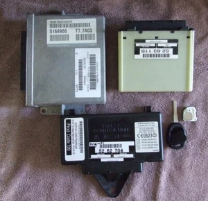 SAAB 9.3 ECU, TWICE MODULE, DICE MODULE AND KEY BLANK WITH TRANSPONDER - Picture 1 of 8