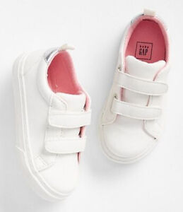 Baby Gap NWT Toddler Girls White Strappy Faux Leather Slip-On Sneakers 6 8 $35