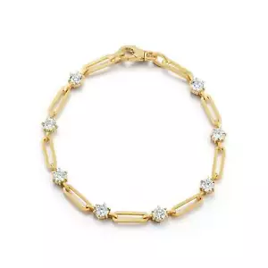 2ct round cut VS1 GIA Certified lab grown diamond 10kt solid gold chain bracelet - Picture 1 of 9