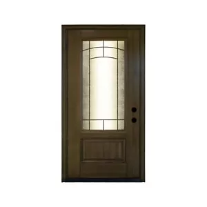 36x80'' Smooth Fiberglass Entry Door, 3/4 Frosted Glass, Dark Brown, LH Inswing - Picture 1 of 5