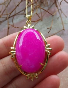 Colgante de jade de lavanda rosa con placa de oro amarillo 300186 - Imagen 1 de 6