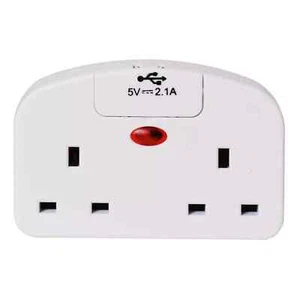2pack 2 Pin UK to European and PAKISTAN Travel Adaptor Double Plug 2USB Ports - Picture 1 of 3