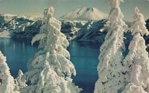 Crater Lake Oregon in Winter Splendor, Vintage PC - Picture 1 of 2
