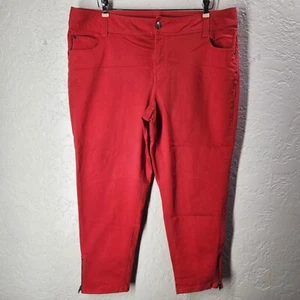 Lane Bryant Capri Pants Women Size 18 Red Pockets Stretch - Picture 1 of 6