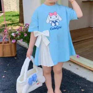 KT Kuromi Cinnamoroll Bow Dress T-shirt Dress Cartoon Girl Casual Dress - Picture 1 of 28
