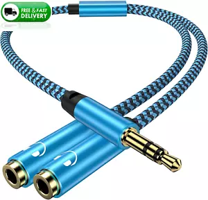 Headset Splitter Adapter,Braided Extension Cable Audio Stereo Y Splitter 3.5mm.. - Picture 1 of 12