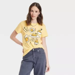 Gudetama Short Sleeve Graphic T-Shirt Womens Small Crew Neck Yellow - Picture 1 of 8