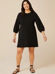 Free Assembly Women's Swing Dress with 3/4th-Sleeves, Black, XXXL - Picture 1 of 2