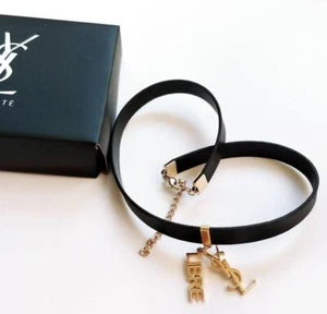 Yves Saint Laurent Armband Halskette Choker Schmuck Schwarz Gold Neuheit mit Box NEU - Bild 1 von 5