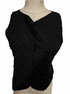 Womens Liz Claiborne Collection Black Beaded Vest Dressy Evening Sz 10 Formal - Picture 1 of 8