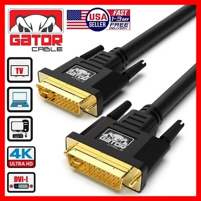 DVI-D to DVI-D Cable Dual Link 24+1 Male Video Cable Adapter Gold Plated 6FT  - Image 1 of 4