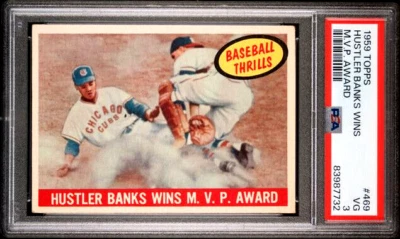 1959 CARTÃO TOPPS # 469 ~ HUSTLER BANKS WINS M.V.P. PRÊMIO ~ PSA CLASSIFICADO 3 MUITO BOM ESTADO - Imagem 1 de 2