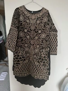 Black and Gold Indian Dress size medium - Picture 1 of 7