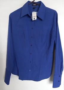 Express Shirt Women Size 14 Blue Purple Long Sleeve Button Up Stretch Fitted NEW - Picture 1 of 3