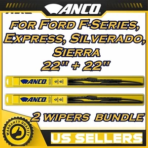ANCO Wiper Blades 22/22 for Ford F-Series, Express, Silverado, Sierra (PAIR) - Picture 1 of 4