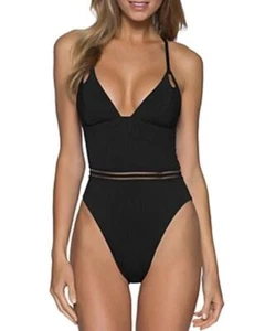 Isabella Rose Queensland High Leg One Piece Swimsuit Black Size S 1158 - Picture 1 of 1