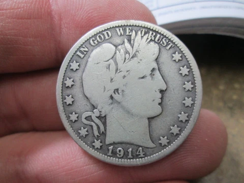 1914 BARBER SILVER HALF DOLLAR IN VERY GOOD CONDITION Cover