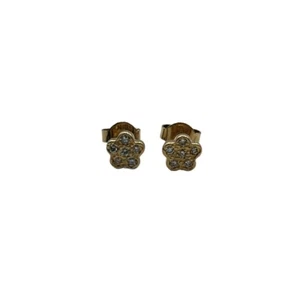 18ct 18k Yellow Gold Flower Shaped Stud Earrings With Diamonds TDW 0.12ct. New - Picture 1 of 7
