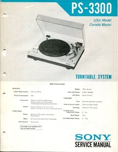 Sony Model PS-3300 Turntable System Service Manual - Picture 1 of 3