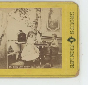 Junge Schachspieler Tisch Stereoskop Stereoview - Bild 1 von 2