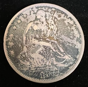 1877-S Liberty sitzender Half Dollar vz mit Regenbogentönung - Bild 1 von 2