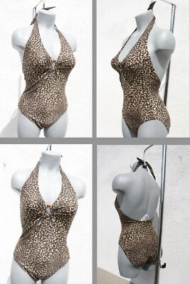 NEU 2023/24 Neckholder Badeanzug (380402) Schwimmanzug Braun Leopard SEXY in 38 - Bild 1 von 4