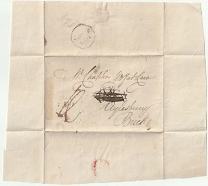 1804 RARE MAUVE LATE FEE CDS LONDON FRANCIS NETTLEFOLD E/L >A CHAPLIN AYLESBURY  - Picture 1 of 2