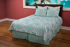 Rizzy Home 3-Piece King Comforter Bedding Set Flower Teal White New Free Shippin