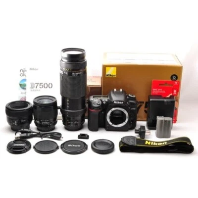 Nikon D7500 prime standard and super telephoto triple lens set in good condition - Image 1 of 4