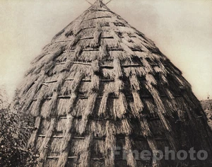 1900/72 EDWARD CURTIS Folio NATIVE AMERICAN INDIAN Wichita Grass House Photo Art - Picture 1 of 1