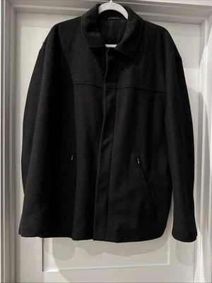 Idea Uomo Zippered Coat Pure Cashmere Made In Italy 56R Gray-Black Lanificio Del - Image 1 of 4