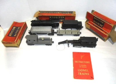 JUEGO DE TREN DE TRABAJO LIONEL CALIBRE O CON MOTOR 671 Y VAGÓN DE VOLTEO PLATEADO DE COLECCIÓN POSGUERRA Foto 1 de 4