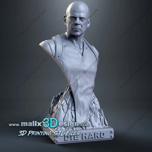 Buste John McClane impression 3D résine, taille 18cm ( non peint ) (non peint) - Imagen 1 de 3