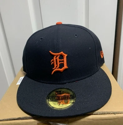 New Era 59fifty Detroit Tigers Navy Blue Orange Authentic On Field hat sz 7 1/8 - Image 1 of 4