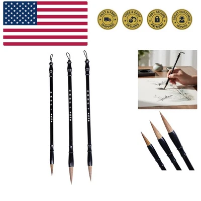 Chinese Calligraphy Brush Set of 3 – 3 Sizes Brushes for Sumi Painting, Japan... - Image 1 of 4