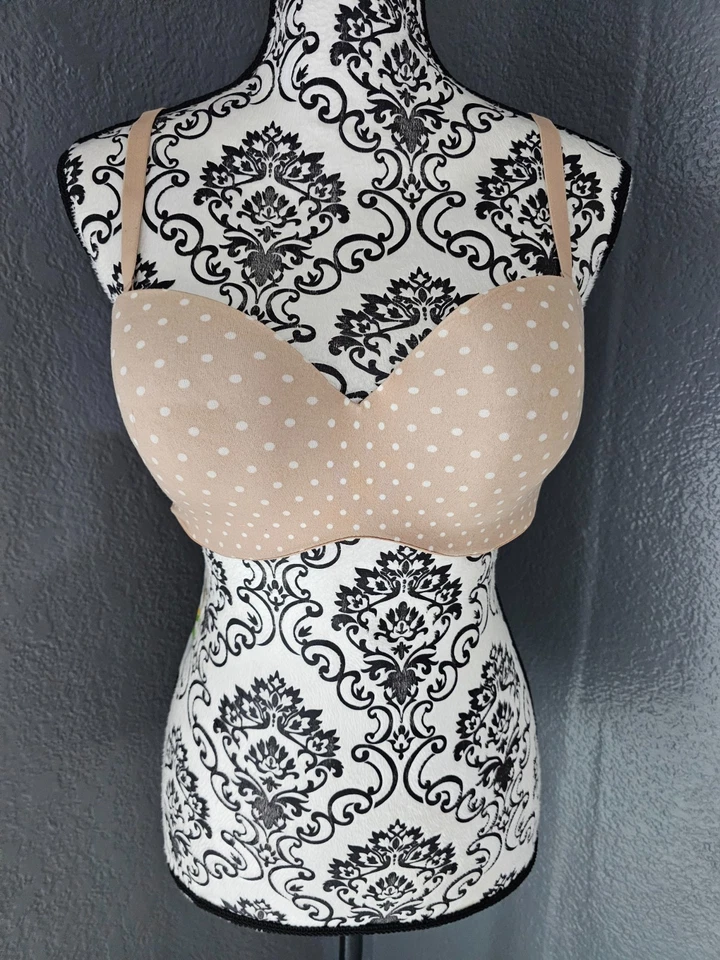 Women's Victoria's Secret Lined Strapless Padded Bra Polka Dots Size 38D Opaque - Image 1 of 4