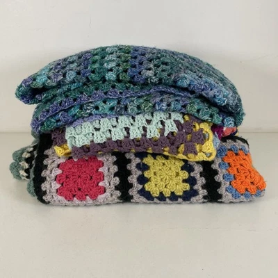 Crochet Blanket Bundle of 3 Various Sizes, Colours and Designs Granny Squares - Image 1 of 4