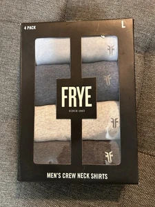 Paquete de 4 camisas Frye para hombre cuello redondo azul gris grande NUEVAS - Imagen 1 de 2