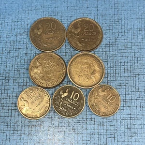 7-French coins 1950, 51, 52 53 20 f 1951, 52, 55 10 f - Picture 1 of 2
