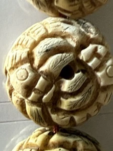 Vtg 20 Chinese HAND CARVED BONE Owl SPACER BEADS 20x9mm Carved Owl Beads - Picture 1 of 19