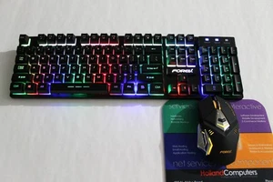FOREV Desktop FV-380 Keyboard & Mouse Rainbow Backlight Free Shipping US Seller - Picture 1 of 5