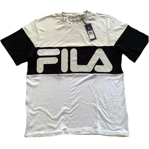Men’s FILA Ivory/Black/White 'Vialli' Cotton S/Sleeve 3XL T-Shirt New MSRP:$35/- - Picture 1 of 9