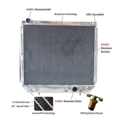 Radiador de aluminio para Jeep Grand Cherokee WJ/WG 3.1 TD A/T 1999-2005 Foto 1 de 4